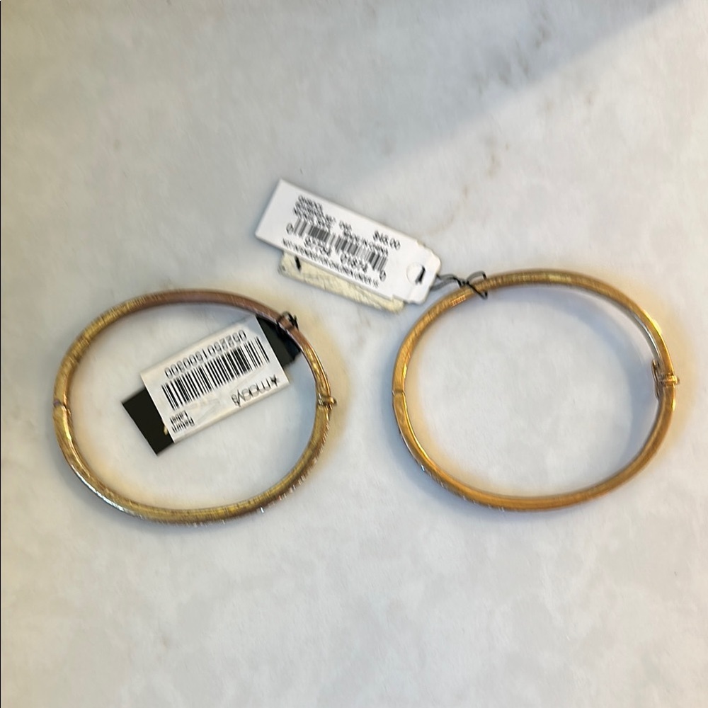 Givenchy Rose Gold Crystal Bangle Bracelet Set Flawed Gem Set of Two - Picture 5 of 6